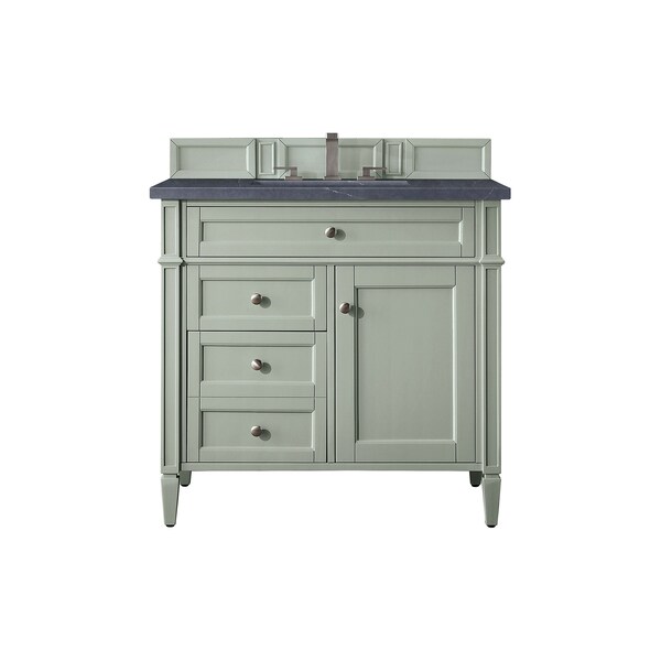 James Martin Vanities Brittany 36in Single Vanity, Sage Green w/ 3 CM Charcoal Soapstone Quartz Top 650-V36-SGR-3CSP - main